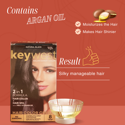 Keywest Salon Expert Hair Color Cream | Grey Coverage | No Ammonia | Pro Vitamin B5 | 130ml