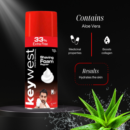 Keywest Professionals Shaving Foam | Tea Tree Oil, Vitamin E & Aloe Vera | 418gms