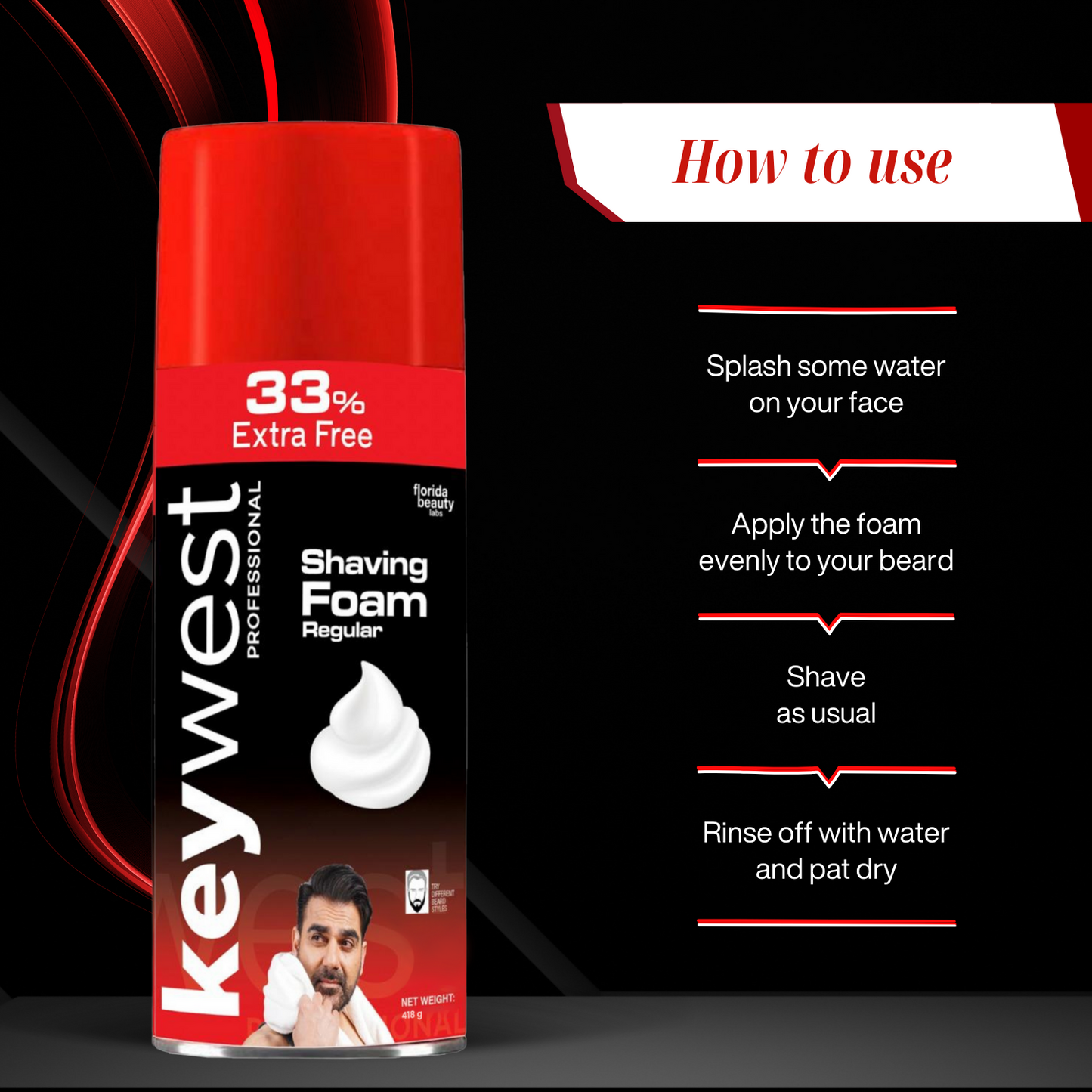 Keywest Professionals Shaving Foam | Tea Tree Oil, Vitamin E & Aloe Vera | 418gms