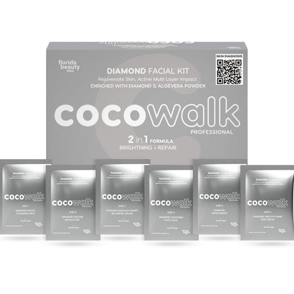 Cocowalk Professional Diamond Facial Kit 60g | 2-in-1 Formulation | Brightening & Repair | Diamond & Aloe Vera Powder.