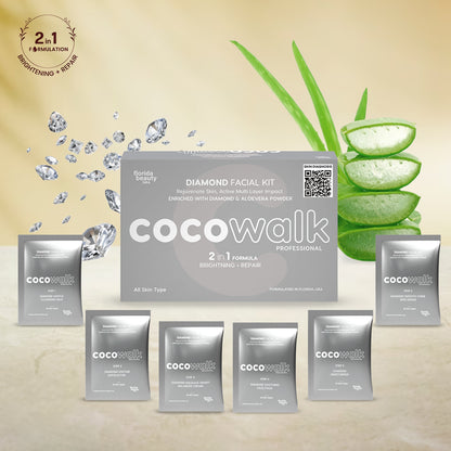 Cocowalk Professional Diamond Facial Kit | 2-in-1 Formulation | Brightening & Repair | Diamond & Aloe Vera Powder.