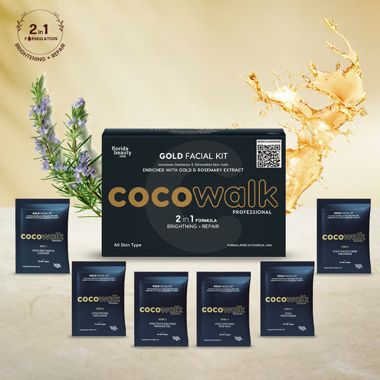 Cocowalk Professional Gold Facial Kit| 2-in-1 Formulation | Brightening & Repair | Gold & Rosemary Extract.