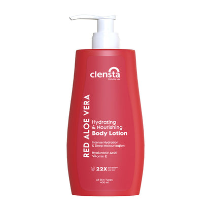 Clensta Red Aloe Vera Hydrating & Nourishing Body Lotion Pack of 2 (400ml + 400ml)