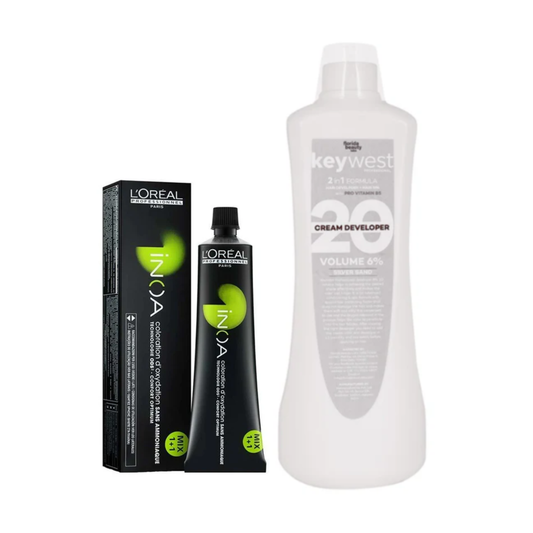 L'Oreal Professionnel Inoa 3 Brown 60gm + Keywest Professional Silver Sand Developer 6% 20 Vol 1000ml