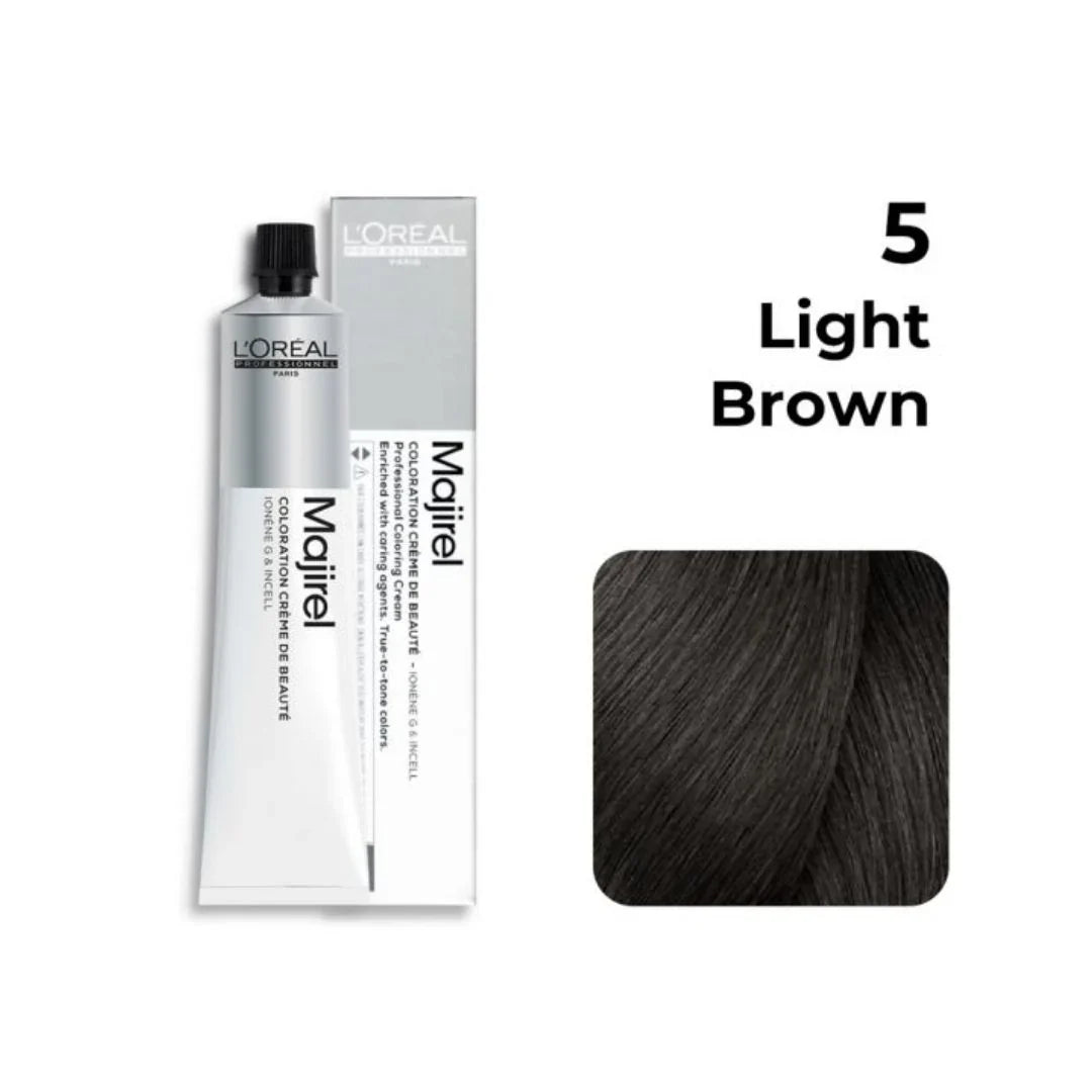 L'Oreal Majirel 5 Color Tube 50g + Keywest Silver Sand Developer 20 Vol 1000ml Combo.