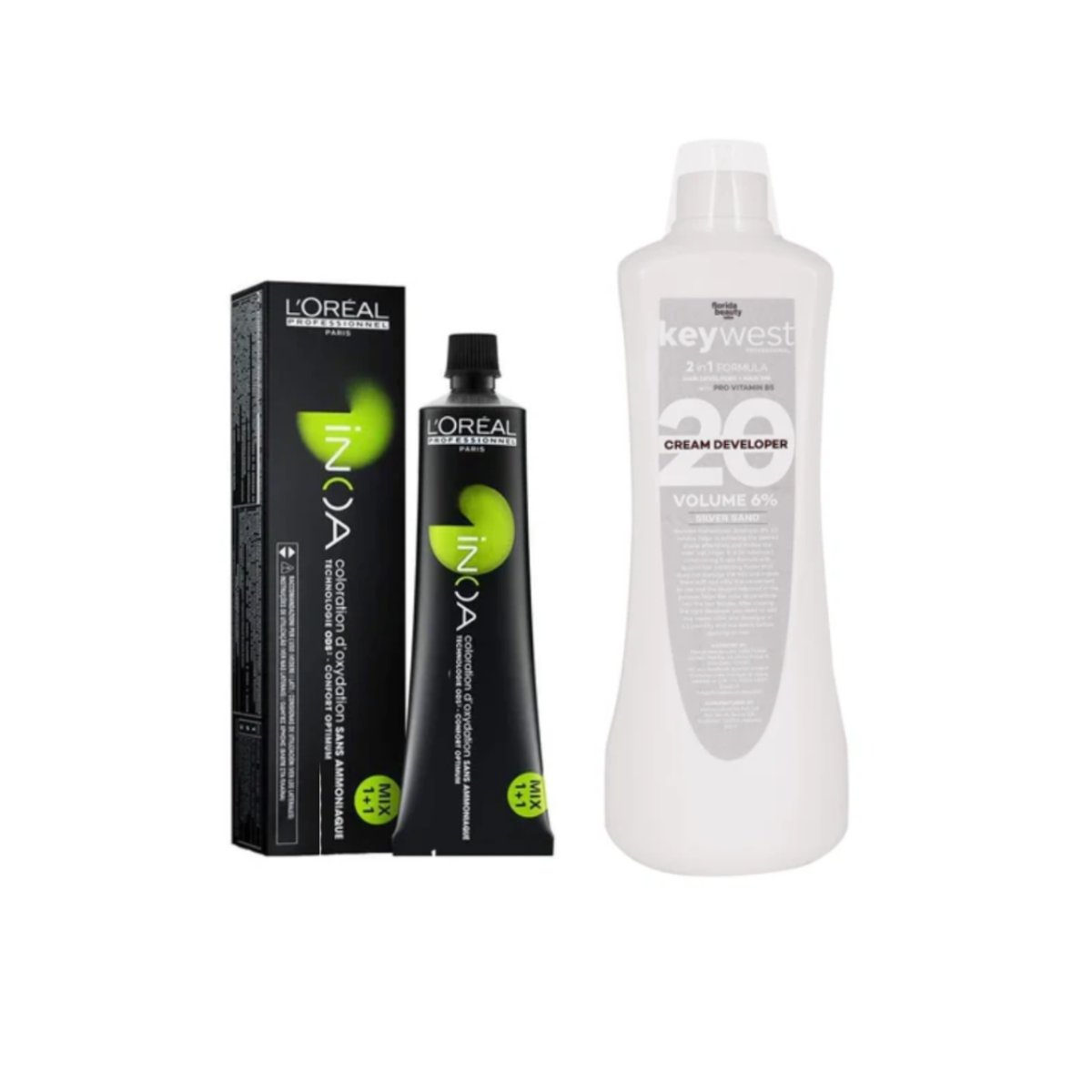 COMBO L’Oreal Professionnel Inoa 1 Black 60gm + Keywest Professional Silver Sand Developer 6% 20 Vol 250ml