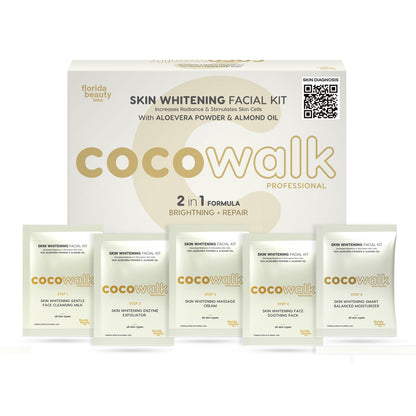 Cocowalk Professional Skin Whitening Facial Kit 50g | 2-in-1 Formulation | Brightening & Repair | Aloe Vera Powder & Almond Oil.