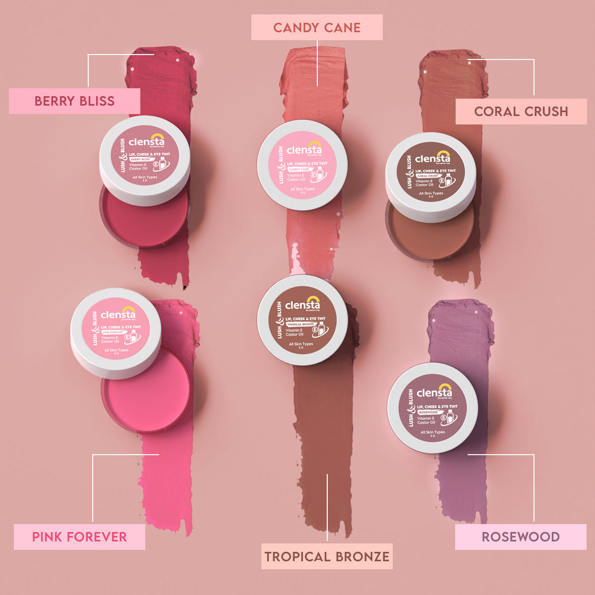 Clensta Lush & Blush Lip, Cheek & Eye Tint - Tropical Bronze (5gm)