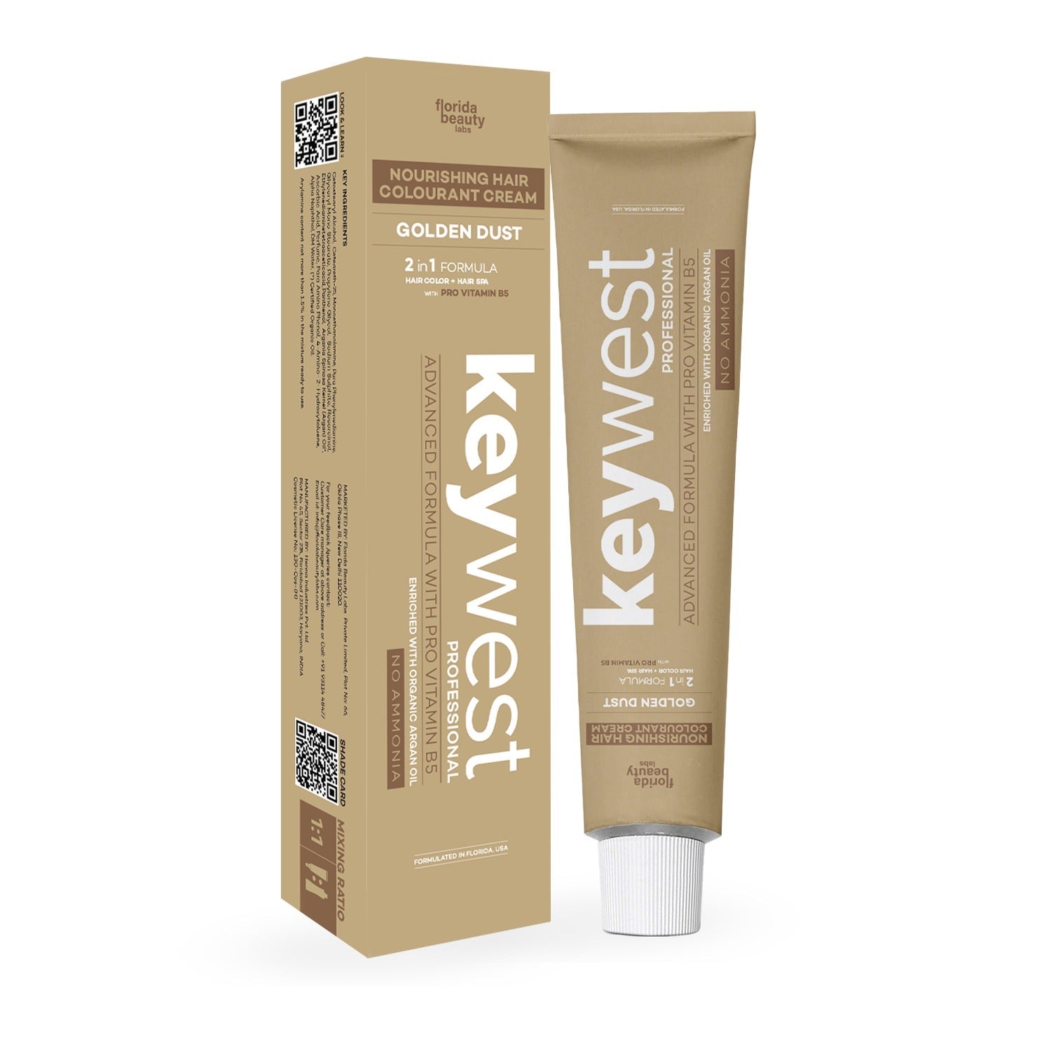 Keywest Professional Golden Dust Hair Color Tube - 80gm (Ammonia free)