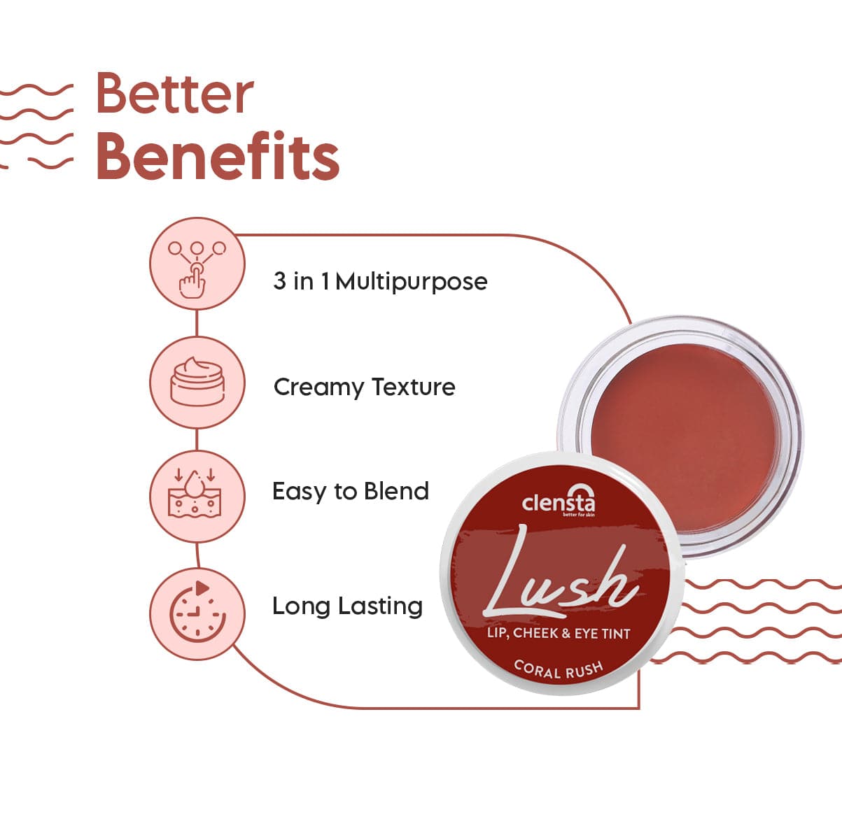 Lush Lip, Cheek & Eye Tint - Coral Rush