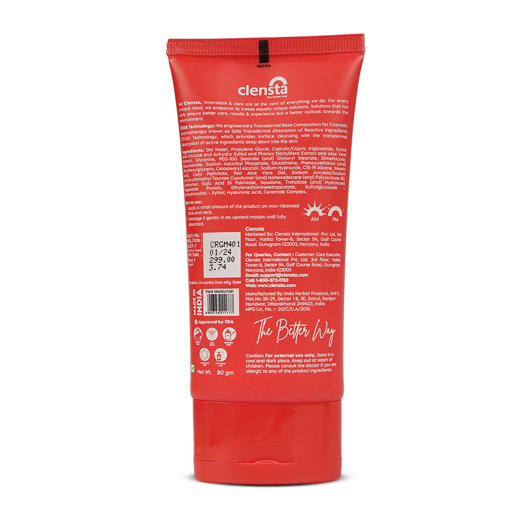 Clensta Red Aloe Vera Skin Glow Face Moisturizer (80gm)