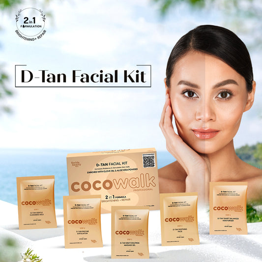 Cocowalk Professional D-Tan Facial Kit | 2-in-1 Formulation | Brightening & Repair | Clove Oil & Aloe Vera Powder.