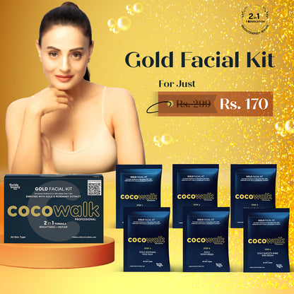 Cocowalk Professional Gold Facial Kit| 2-in-1 Formulation | Brightening & Repair | Gold & Rosemary Extract.